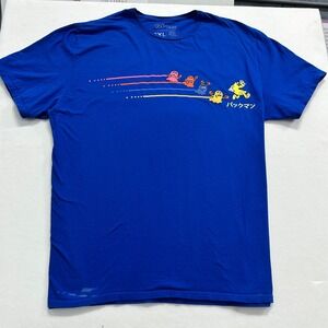 LootWear Mens 2XL T-Shirt Blue Pac-Man Ghost Graphic Retro Arcade Core